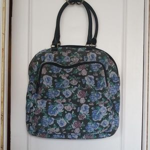 Violet and Black Floral Bag with LOTS of Pockets!